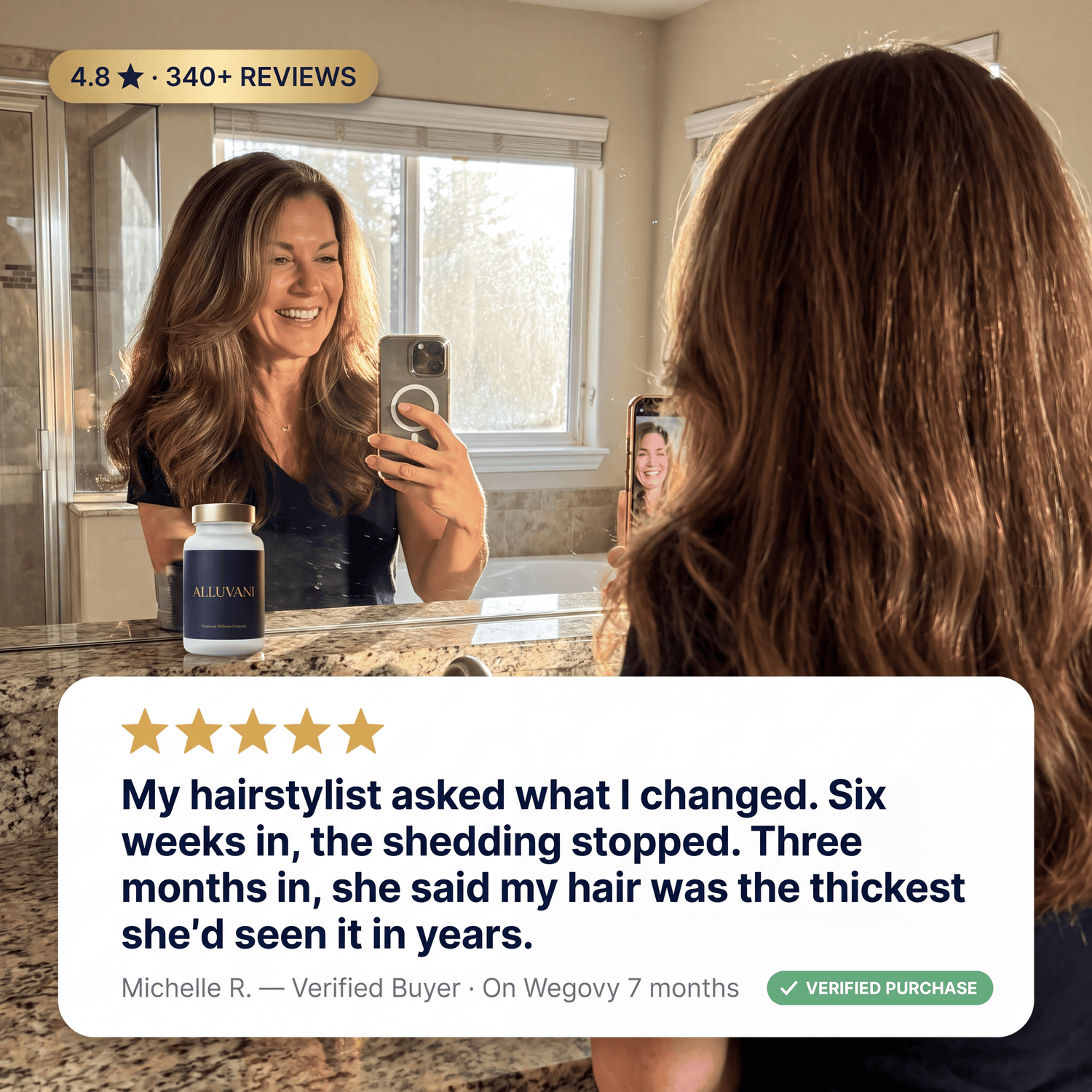 Verified 5-star customer review - 4.8 stars from 340+ Alluvani reviews